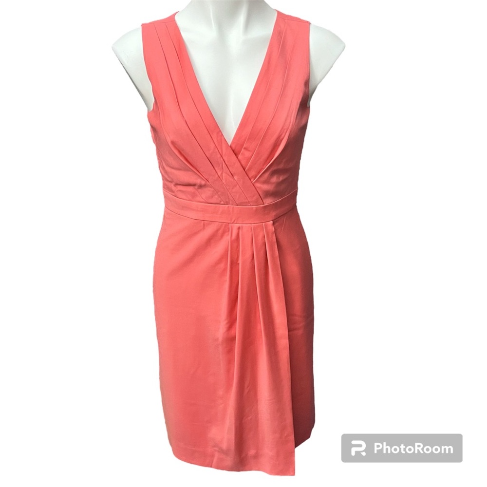 J. Crew Salmon Coral Pink V Neck Sleeveless Sheath Dress - Size 2